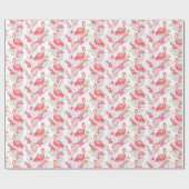 Papier Cadeau Flamant rose rose dans les fleurs motif fête envel (Plat)