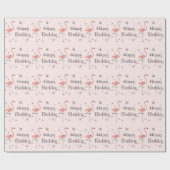 Papier Cadeau Flamant rose rose 'Joyeux anniversaire' papier d'e (Plat)