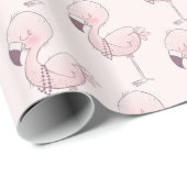 Papier Cadeau Flamant rose rose mignon Motif tropical (Coin rond)
