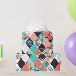 Papier Cadeau Flamant rose rose moderne Géométrique Girly Chic M