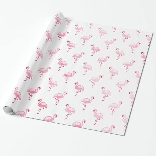 Papier Cadeau Flamant rose rose Motif de fête d'anniversaire (Déroulé)