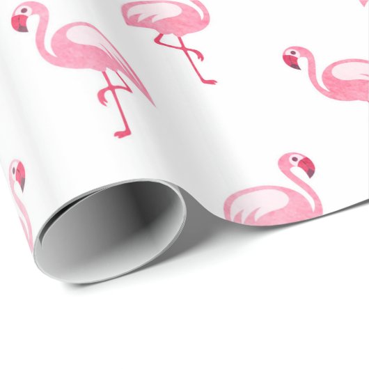 Papier Cadeau Flamant rose rose Motif de fête d'anniversaire (Coin rond)