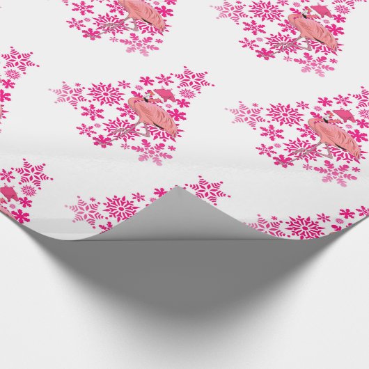 Papier Cadeau Flamant rose rose Père Noël Snowflake Arbre de Noë (Coin)
