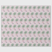 Papier Cadeau Flamant rose rose | Santa Hat avec Palm Tree & Lig (Plat)