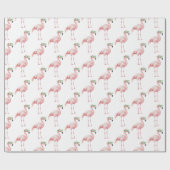 Papier Cadeau Flamant rose rose vert Anniversaire (Plat)