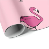 Papier cadeau Flamant rose rose vif (Coin rond)