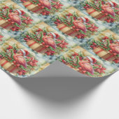 Papier Cadeau Flamant rose thème de Noël (Coin)