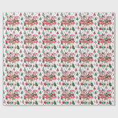 Papier Cadeau Flamant rose thème de Noël (Plat)