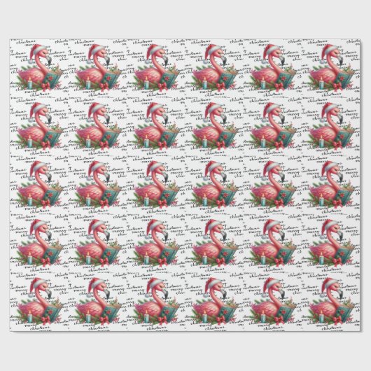 Papier Cadeau Flamant rose thème de Noël (Plat)