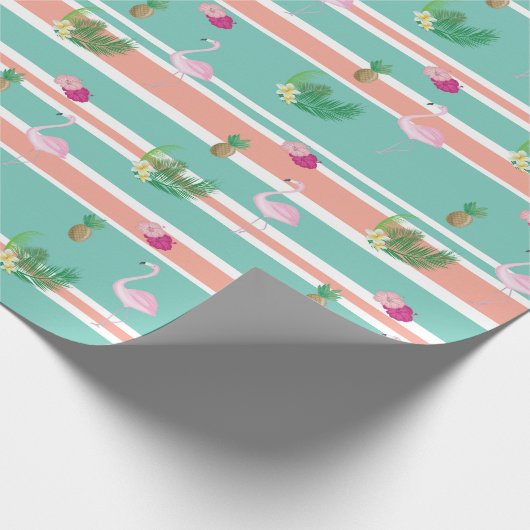 Papier Cadeau Flamant rose tropical Enveloppement cadeau (Coin)