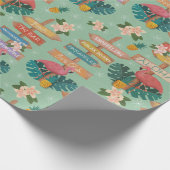 Papier Cadeau Flamant rose tropical hiver (Coin)