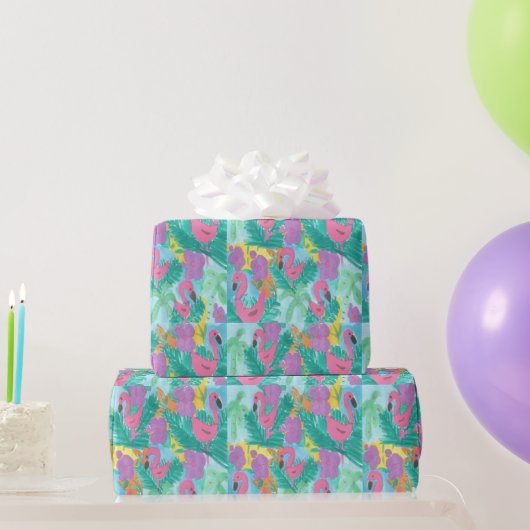 Papier Cadeau Flamant rose Tropical Jungle Imprimer (Cadeaux de fête)