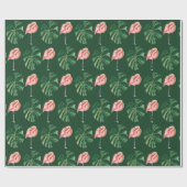 Papier Cadeau Flamant rose Tropical & Monstera Leaf Green Cadeau (Plat)