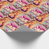 Papier Cadeau Flamant rose tropical - Montage (Coin)
