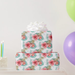 Papier Cadeau Flamant Rose Tropical Oiseaux Filles Anniversaire