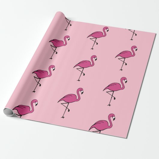 Papier cadeau flamant rose vif (Déroulé)