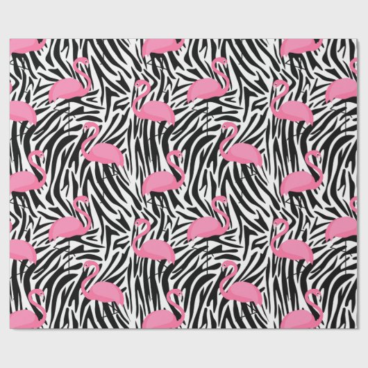 Papier Cadeau Flamant rose Zebra Imprimer Été (Plat)