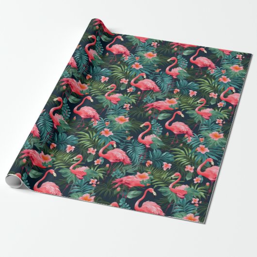Papier Cadeau Flamant Tropical (Déroulé)