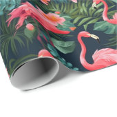 Papier Cadeau Flamant Tropical (Coin rond)