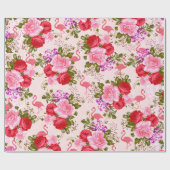 Papier Cadeau Flamant tropical floral de roses de Bohème roses (Plat)