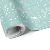 Papier Cadeau Flamants roses blancs de style scandinave sur Turq (Coin rond)