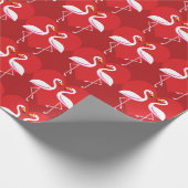 Papier Cadeau Flamants roses blancs mignons rose avec coeur roug (Coin)