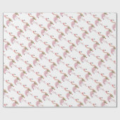 Papier Cadeau Flamants roses de Noël (Plat)