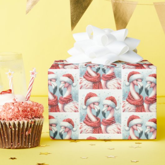 Papier Cadeau Flamants roses de Noël (Fête d'anniversaire)