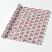 Papier Cadeau Flamants roses de Noël (Déroulé)