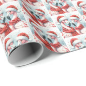 Papier Cadeau Flamants roses de Noël (Coin rond)
