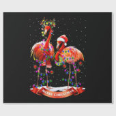 Papier Cadeau Flamants roses de Noël Classique (Plat)