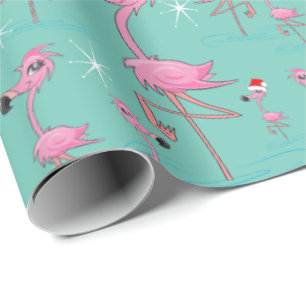Papier Cadeau Flamants roses de Noël de Floride Enveloppement pa
