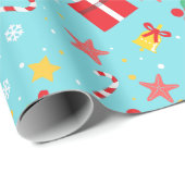 Papier Cadeau Flamants roses de Noël mignons (Coin rond)