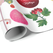 Papier Cadeau Flamants roses de Noël personnalisés (Coin rond)