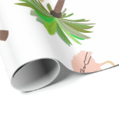 Papier Cadeau Flamants roses et palmiers (Coin rond)