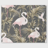 Papier Cadeau flamants roses et plantes dorés sans couture motif (Plat)
