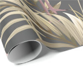 Papier Cadeau flamants roses et plantes dorés sans couture motif (Coin rond)