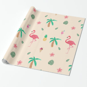 Papier Cadeau Flamants roses pendant l'été