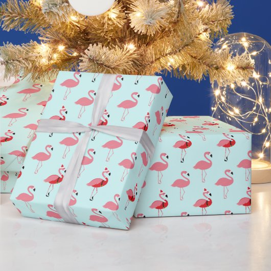 Papier Cadeau Flamants roses Père Noël Flamingo Modèle de Noël b (Vacances)