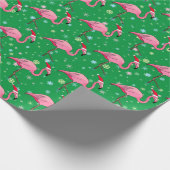 Papier Cadeau Flamants roses roses à Santa Hats (Coin)