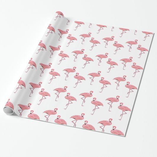 Papier Cadeau Flamants roses roses Classique Motif tropical (Déroulé)