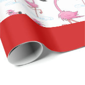 Papier Cadeau Flamants roses roses mignons Papier d'enveloppemen (Coin rond)