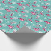 Papier Cadeau Flamants roses roses Palmiers blancs Noël (Coin)