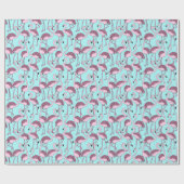 Papier Cadeau Flamants roses Roses Sur Papier Bleu (Plat)