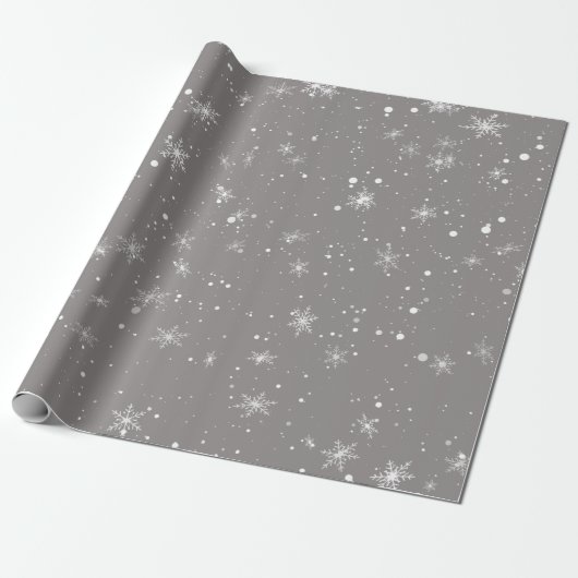 Papier Cadeau Flambeau blanc d'hiver Fête de Noël Cadeau gris (Déroulé)