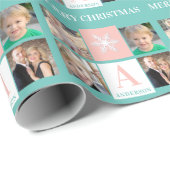 Papier Cadeau Flambeau de neige de vacances Collage photo Noël (Coin rond)