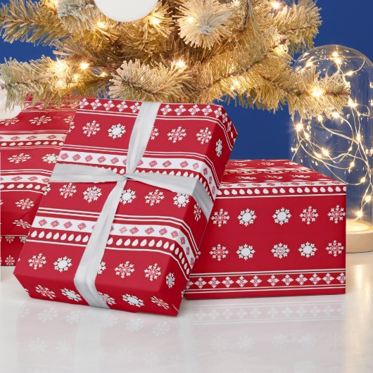 Papier Cadeau Flambeaux rouges et blancs Noël moderne (Vacances)