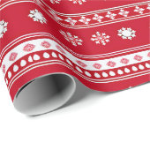 Papier Cadeau Flambeaux rouges et blancs Noël moderne (Coin rond)