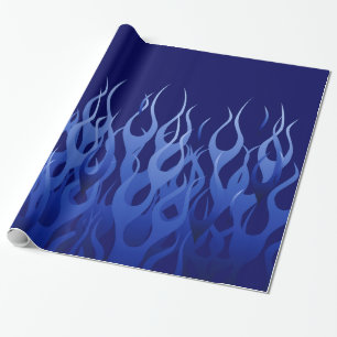 Papier Cadeau Flames Cool Blue Racing