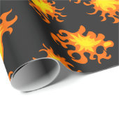 Papier Cadeau Flames et Fireballs en noir (Coin rond)